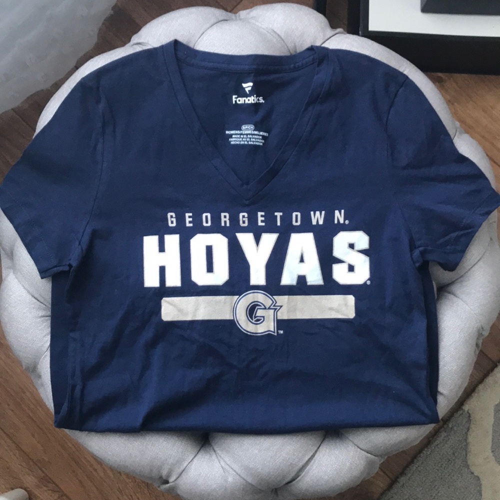 Georgetown University Women’s Navy Blue V-Neck T-Shirt Small NWT - Picture 2 of 7